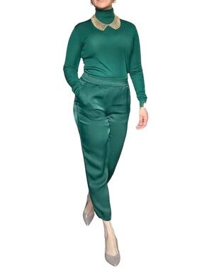 Zara Women's Emerald Green Satin pants - Size 26